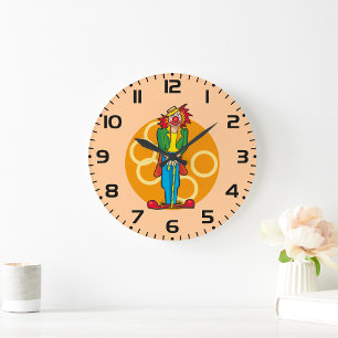 Whimsicaler Cartoon-Clown mit hellen Farben Große Wanduhr