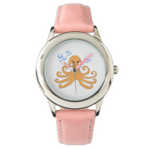 Whimsicaler Cartoon-Tintenfisch Armbanduhr