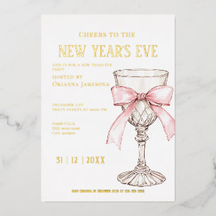Whimsicaler Champagner-Silvesterparty Folieneinladung