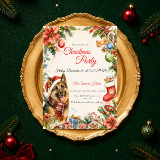 Whimsicaler Deutsche Schäferhund-Weihnachtsfeier Einladung