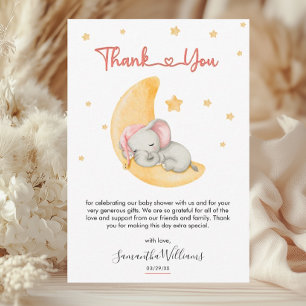 Whimsicaler Elefant-Baby-Party im Rosaton Dankeskarte