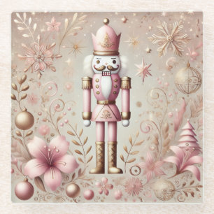 Whimsicaler Eleganter Rosa und Gold Pastell Nusskn Glasuntersetzer