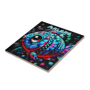 Whimsicaler Fisch mit großen Augen, nautisches per Fliese