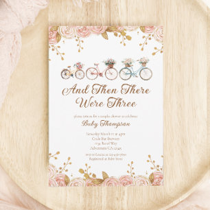 Whimsicaler floraler Vintage-Fahrrad-Baby-Party Einladung