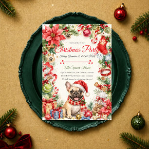 Whimsicaler Französischer-Bulldogge-Weihnachtsfeie Einladung
