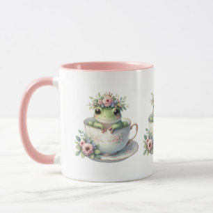 Whimsicaler Frosch in floraler Teetasse