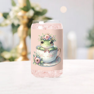 Whimsicaler Frosch in floraler Teetasse Dosenglas