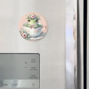 Whimsicaler Frosch in floraler Teetasse Magnet