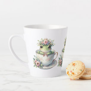 Whimsicaler Frosch in floraler Teetasse Milchtasse