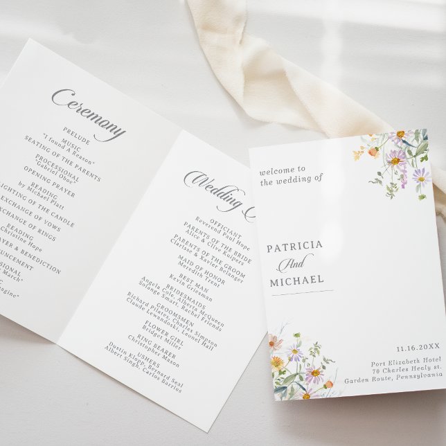 Whimsicaler Frühlingsgarten-Wildblumen-Hochzeit ge Programm (Von Creator hochgeladen)