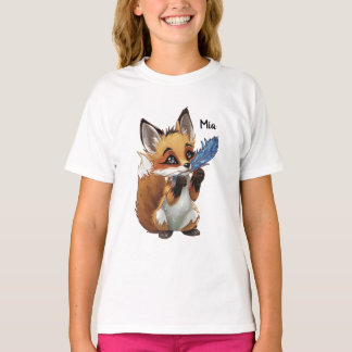 Whimsicaler Fuchs mit einer Feder T-Shirt