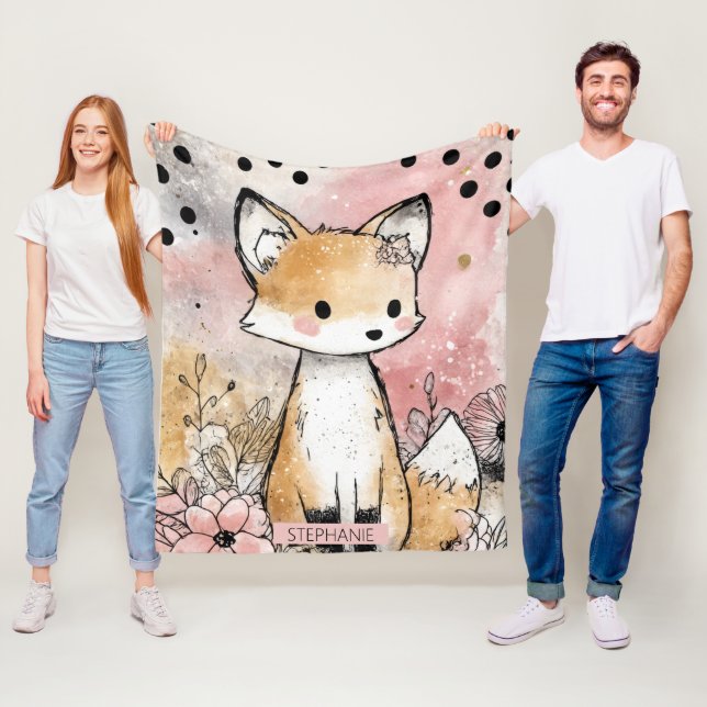 Whimsicaler Fuchs-Wasserfarben-Kunst Fleecedecke (Beispiel)