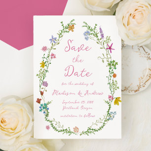 Whimsicaler Garten-Wildblumen-Hochzeit Save The Date