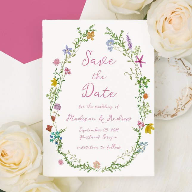 Whimsicaler Garten-Wildblumen-Hochzeit Save The Date (Von Creator hochgeladen)