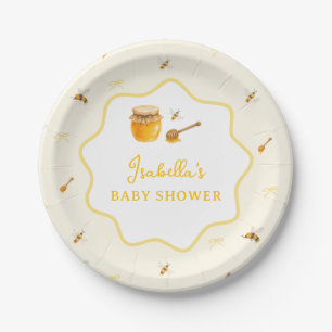 Whimsicaler Gelber Honigbiene Baby Shower Pappteller
