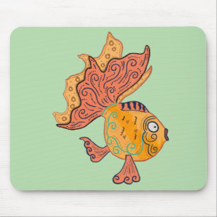 Whimsicaler Goldfisch im Boho-Stil Fantasie mit Mousepad