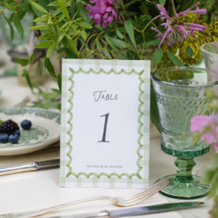 Whimsicaler grüner Gingham-Baby-Shower-Tischnummer