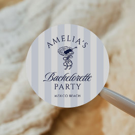 Whimsicaler handgezeichneter Cocktail-Junggesellin Runder Aufkleber
