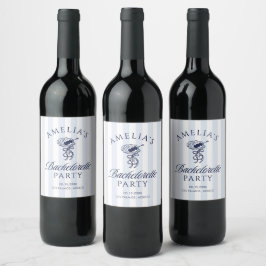 Whimsicaler handgezeichneter Cocktail-Junggesellin Weinetikett
