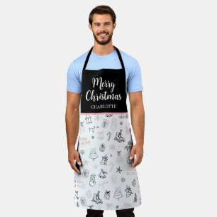 Whimsicaler handgezeichneter Doodle-Weihnachts-Pin Schürze