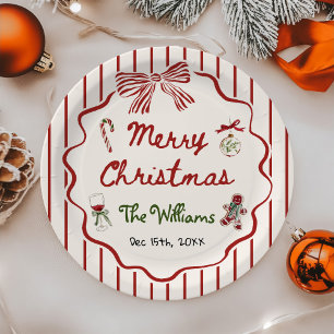 Whimsicaler handgezeichneter Friendsmas-Weihnachts Pappteller