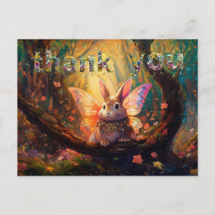 Whimsicaler Hase verzauberter Wald Danke Postkarte