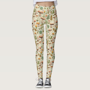 Whimsicaler Herbst-Pilz-Wald nahtloses Muster Leggings