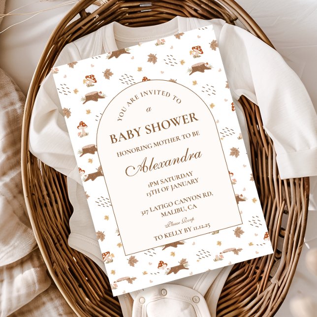 Whimsicaler Herbstwald-Babyshower Einladung (Von Creator hochgeladen)
