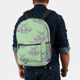 Whimsicaler Himmelsnachtfalter — Sanftes Blau und Bedruckter Rucksack