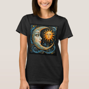 Whimsicaler Himmelstraum: Mond und Sonne. T-Shirt
