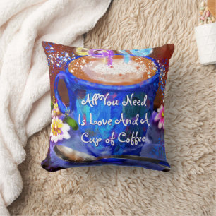 Whimsicaler Kaffeebecher Floral Personalisiert Kissen