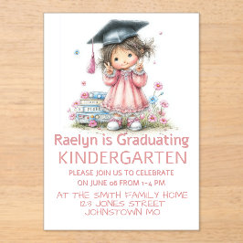 Whimsicaler Kindergarten-Abschlussfeier Acryleinladungen