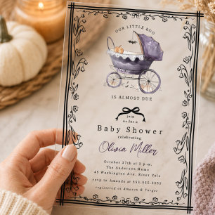 Whimsicaler Kinderwagen zur Babyparty-Einladung Acryleinladungen