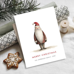 Whimsicaler minimalistischer Weihnachtsmann Weihna Postkarte