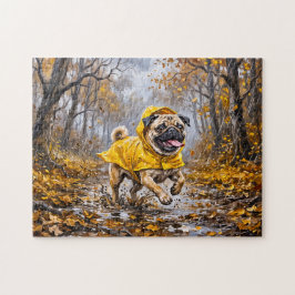 Whimsicaler November-Regenwald-Mops-Illustration Puzzle
