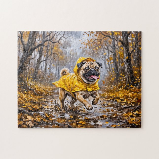 Whimsicaler November-Regenwald-Mops-Illustration Puzzle (Horizontal)