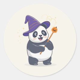 Whimsicaler Panda-Zauberer mit magischem Hut Runder Aufkleber
