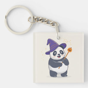 Whimsicaler Panda-Zauberer mit magischem Hut Schlüsselanhänger