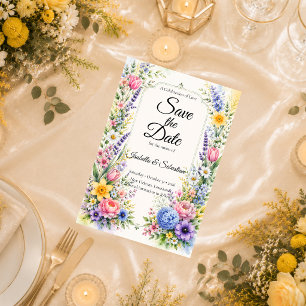 Whimsicaler Pastellgarten Blumenhochzeit Save The Date