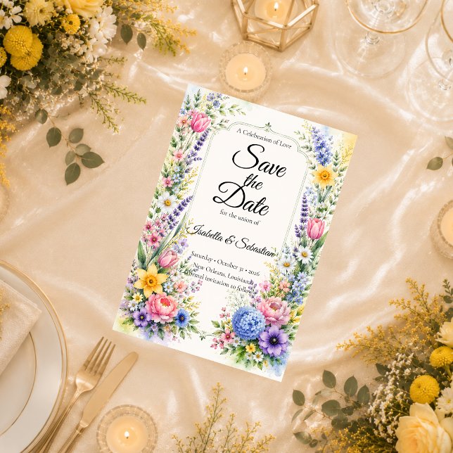 Whimsicaler Pastellgarten Blumenhochzeit Save The Date (Von Creator hochgeladen)