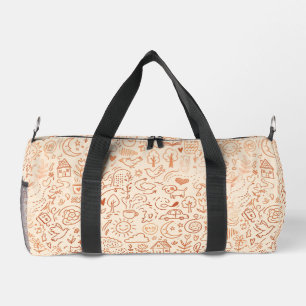 Whimsicaler Pfirsich-Kritzelmuster-Ästhetik Duffle Bag