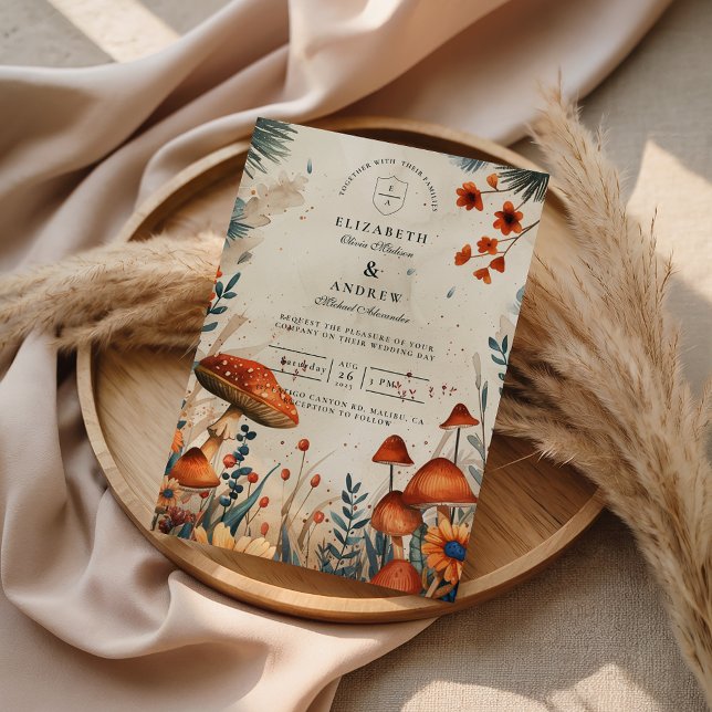 Whimsicaler Pilzwald-Hochzeit Einladung (Von Creator hochgeladen)