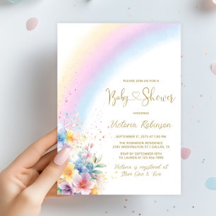Whimsicaler Regenbogen-Baby-Shower Einladung