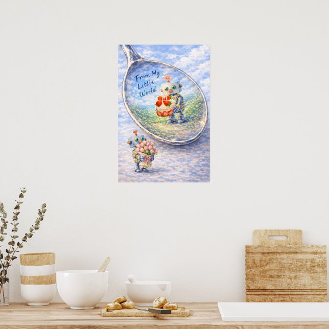 Whimsicaler Robot Reflektionsposter Poster (Küche)