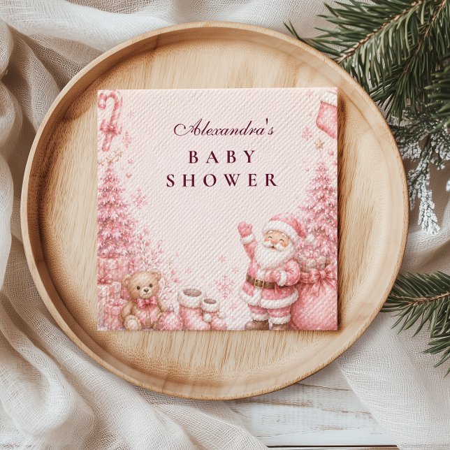 Whimsicaler Rosa Santa-Baby-Party Serviette (Von Creator hochgeladen)
