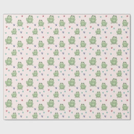 Whimsicaler Rosa Wasserfarb-Frosch-Baby-Shower Geschenkpapier