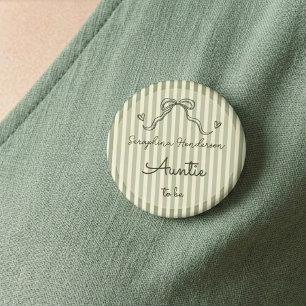 Whimsicaler Salbeigrüner Babyshower Tante-werde-Bu Button
