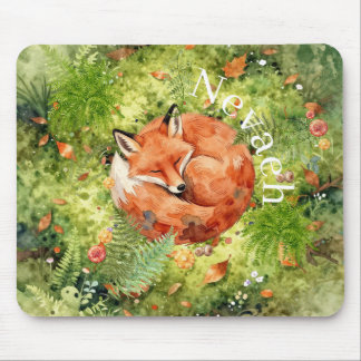 Whimsicaler Schlafender Fuchs | Waldillustration, Mousepad