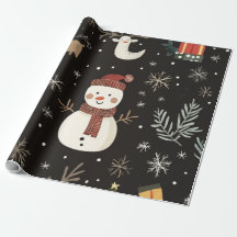 Whimsicaler schwarzer handgezeichneter Schneemann