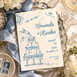 Whimsicaler Spielplatz Champagner-Turm Doodle-Hoch Save The Date